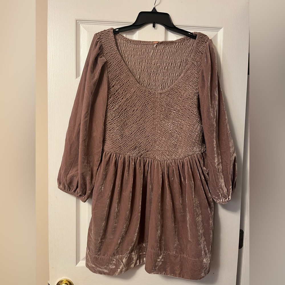Free People Farrier Velvet Mini Dress Mauve Color Size Large - Picture 4 of 7